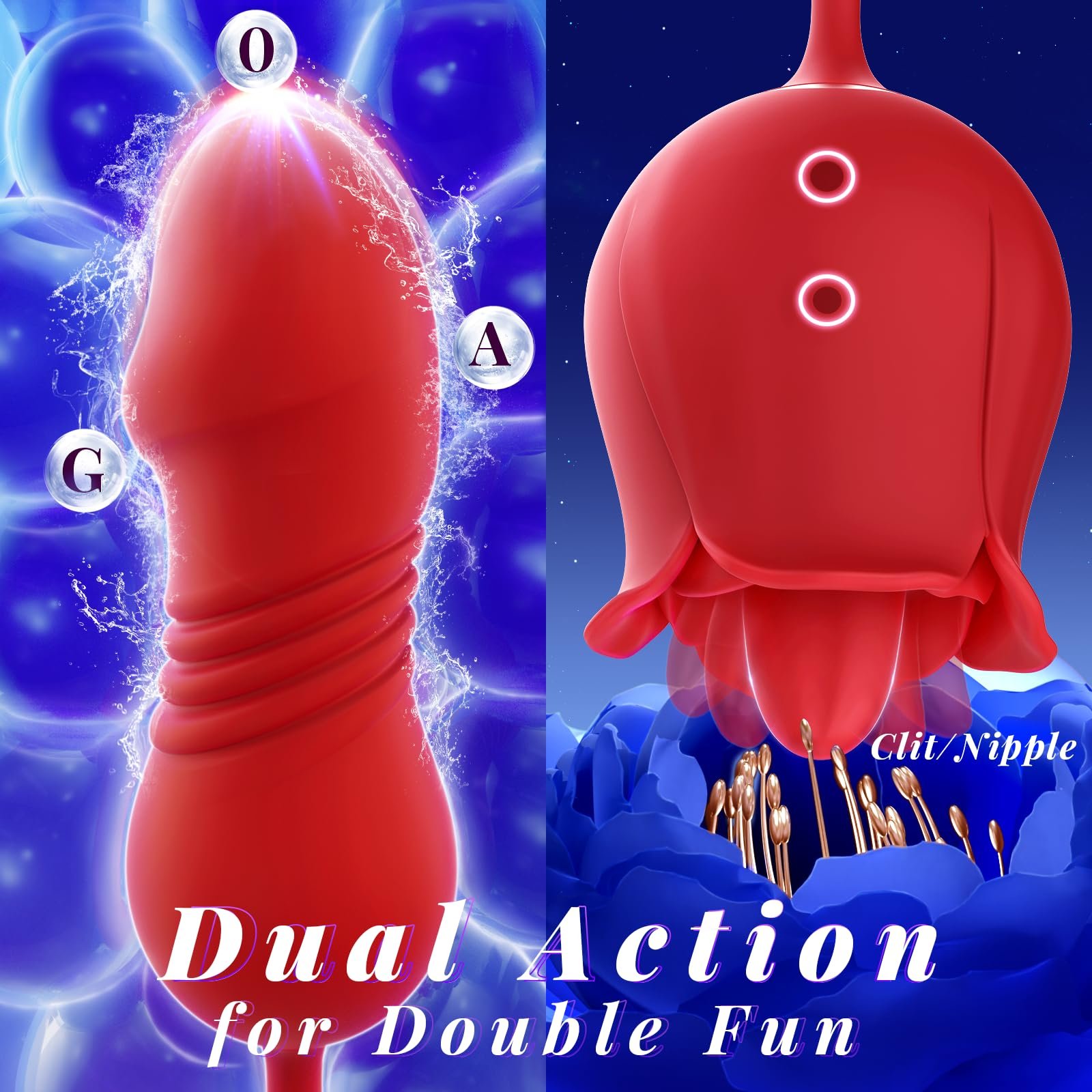 Aizhilian Sex toy factory manufacturing of 3 in 1 Rose-style sucking and stretchable toe vibrator for women