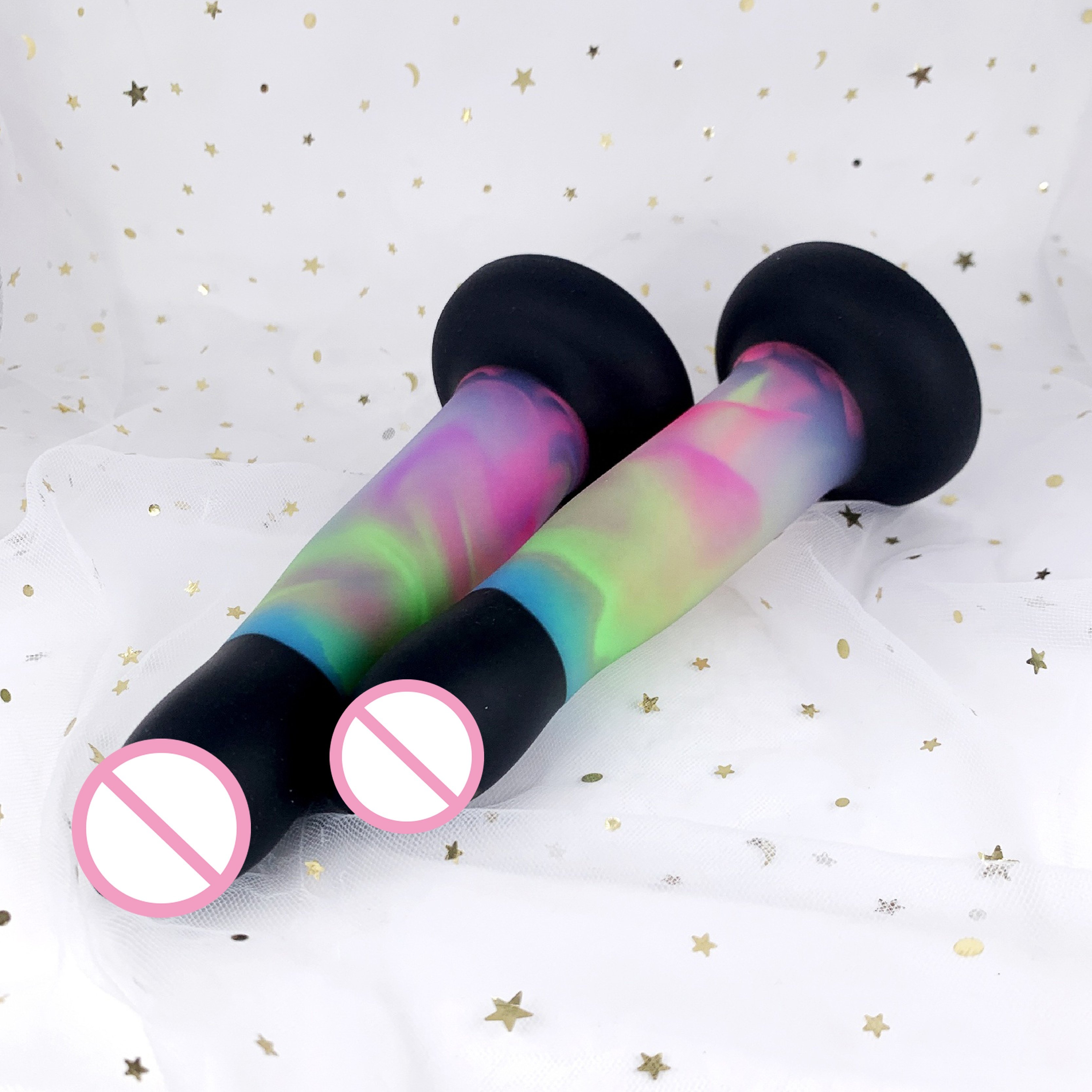Factory Direct Blackhead middle semi permeable rainbow smoke G-spot stick thrusting anal dildo silicone sex toys for adult women