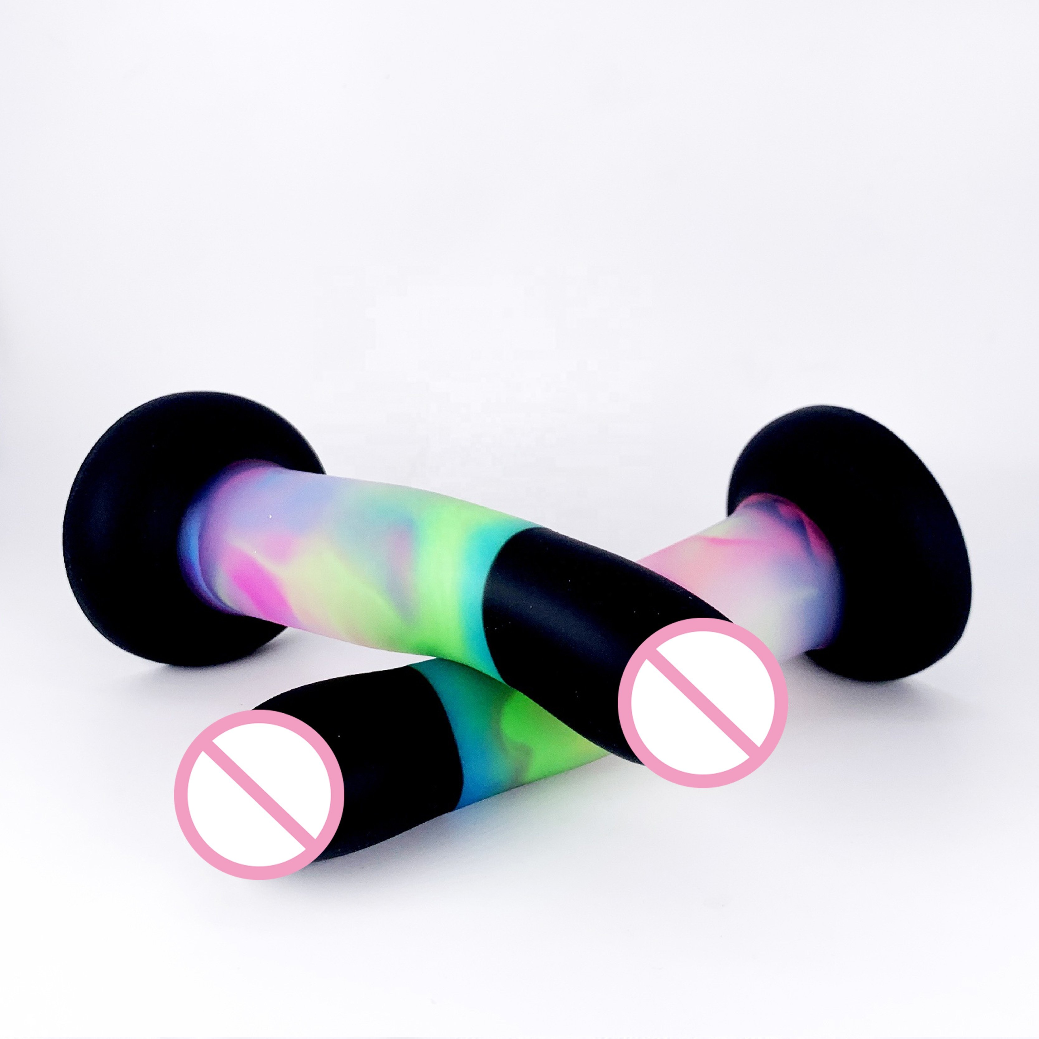 Factory Direct Blackhead middle semi permeable rainbow smoke G-spot stick thrusting anal dildo silicone sex toys for adult women
