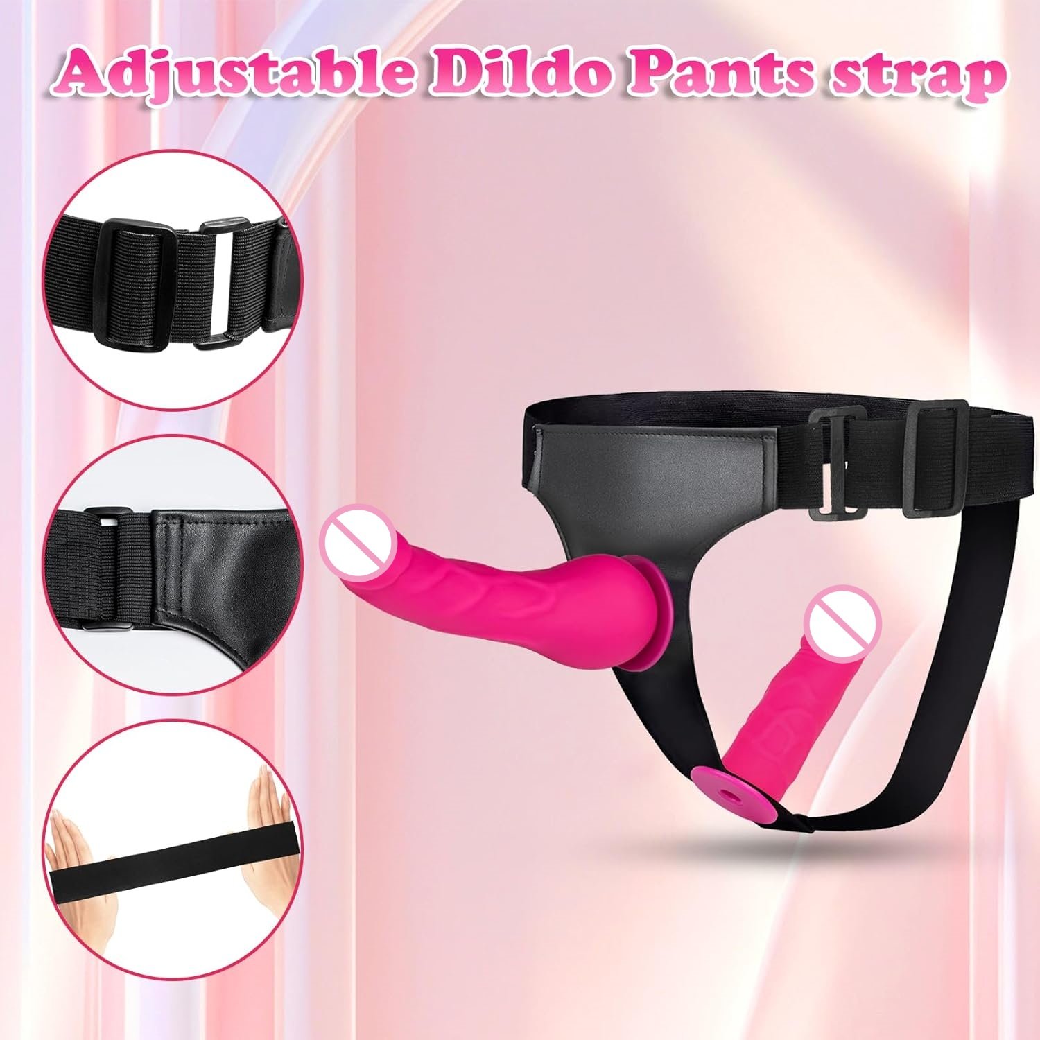 Strap On Dildo Adult Sex Toys, Wearable Strapon Harness with 2 Removeable Realistic Silicone Anal Small Dildo for Beginners