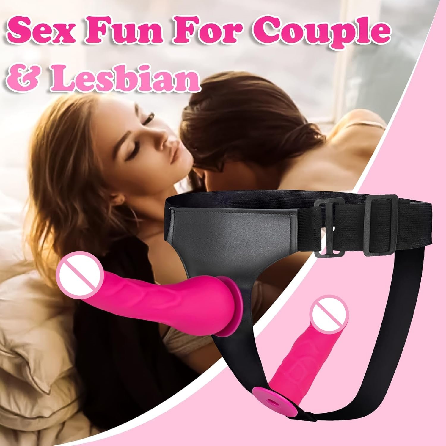 Strap On Dildo Adult Sex Toys, Wearable Strapon Harness with 2 Removeable Realistic Silicone Anal Small Dildo for Beginners