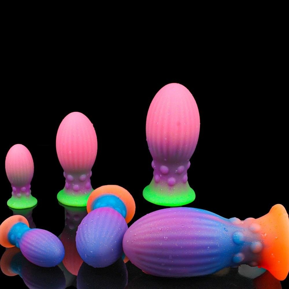 Glow-in-the-Dark Silicone Anal Plug Colorful Luminescent Penis Simulation Adult Sex Toys Back Court Anal Expansion Masturbation