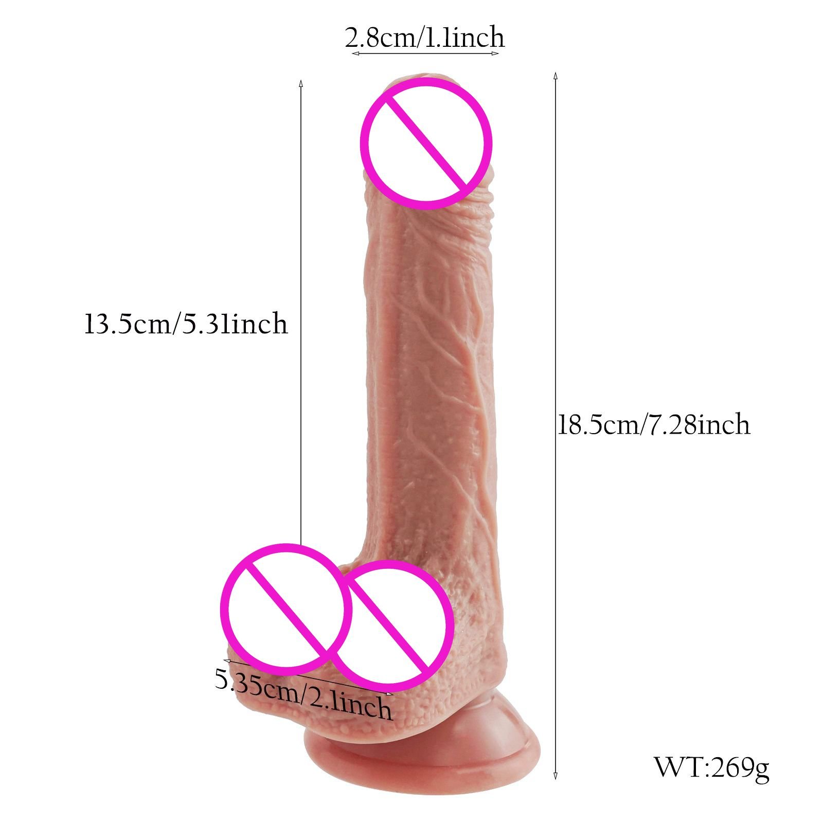 18.5cm Huge Dual-Layered Liquid Silicone Dildo Strong Suction Cup Vagina G-spot Stimulation Artificial Penis Sex Toy For Women