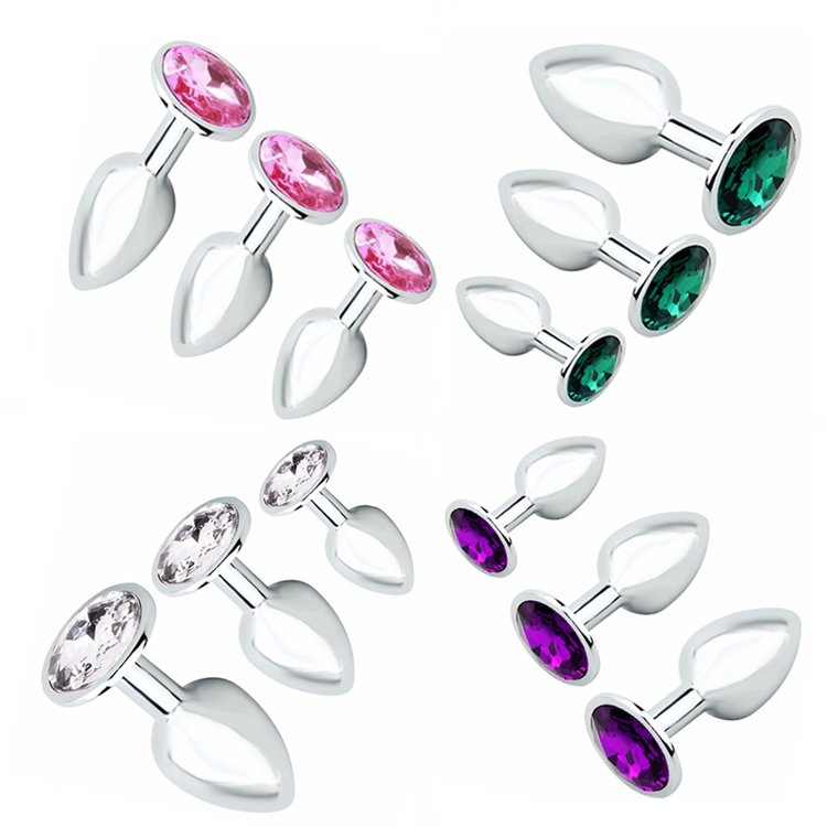 Anal Butt Plug Crystal Jewelry Vagina Couple Sex Metal Stainless Steel Butt Anal Plug Size S