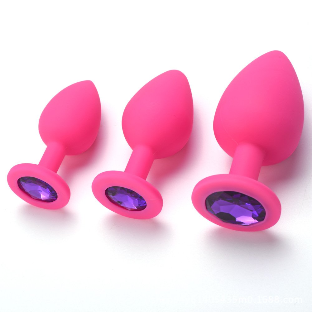 S M L Size Pink Classic Butt Plug Sex Toys for Couples Sex Pleasure Soft Silicone Anal Plug Set with Jewellery Sex Products