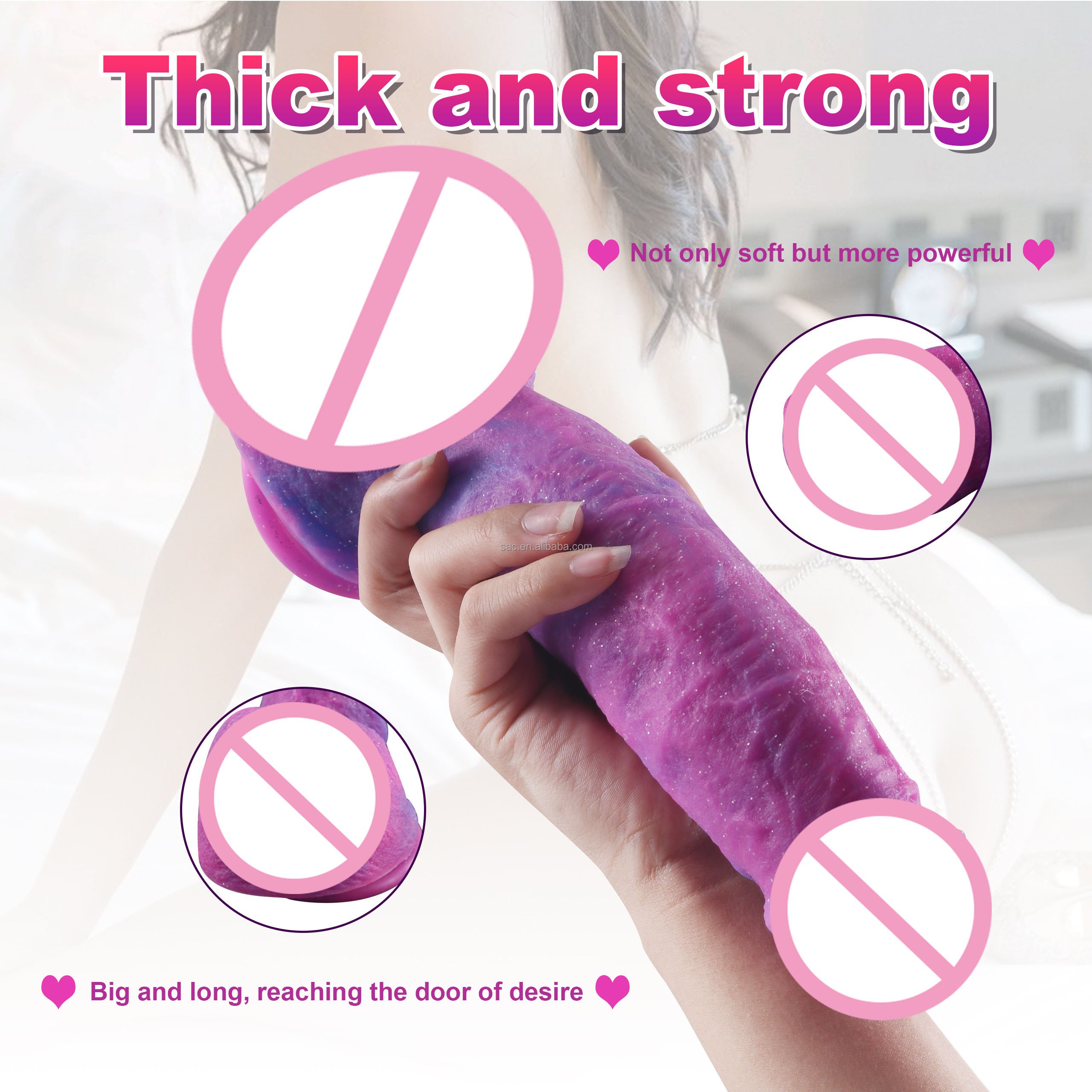 SacKnove High Grade Big 25CM Female Sex Toy Colorful Rainbow Male Anal Purple Star Thrust Dildos For Women Huge Realistic