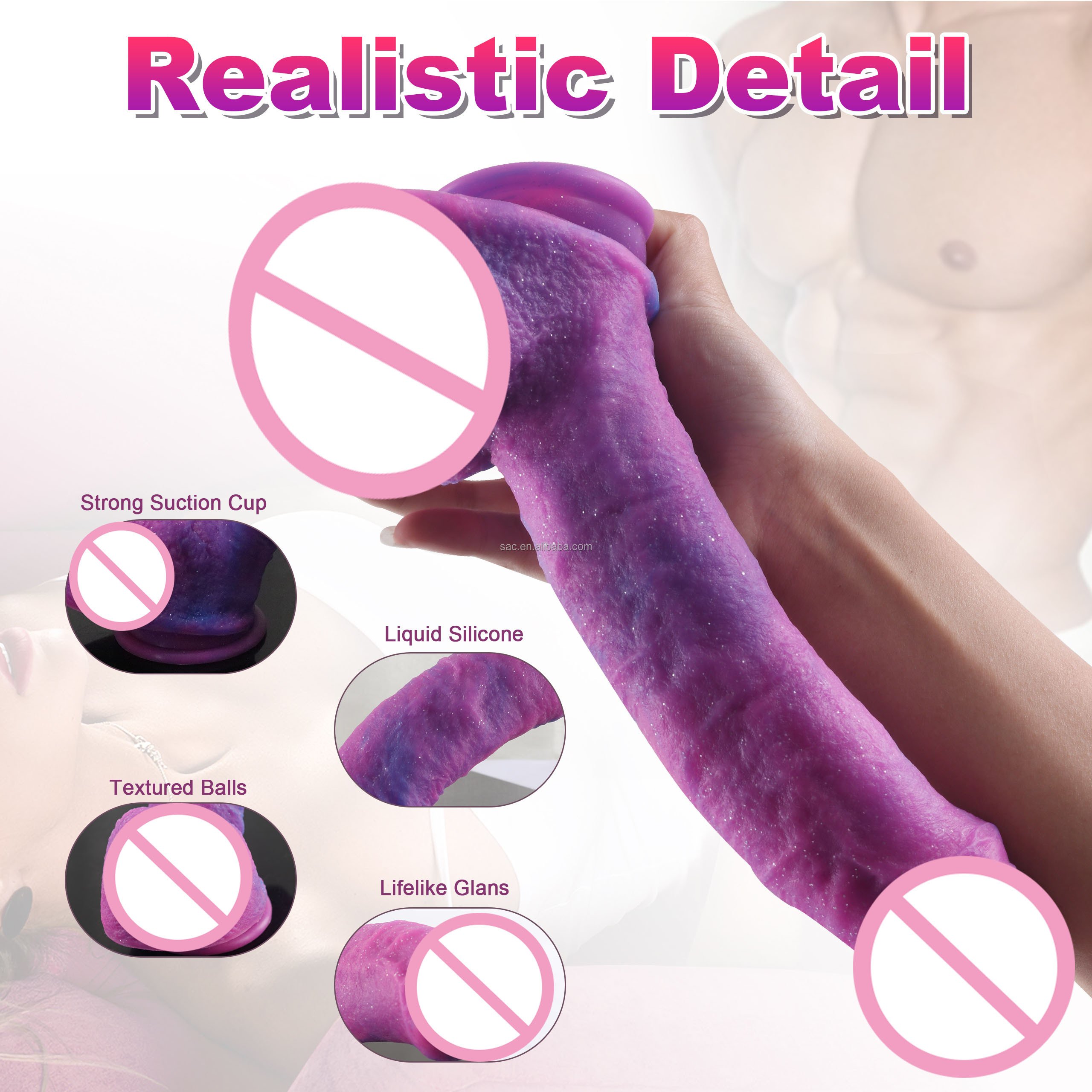 SacKnove High Grade Big 25CM Female Sex Toy Colorful Rainbow Male Anal Purple Star Thrust Dildos For Women Huge Realistic