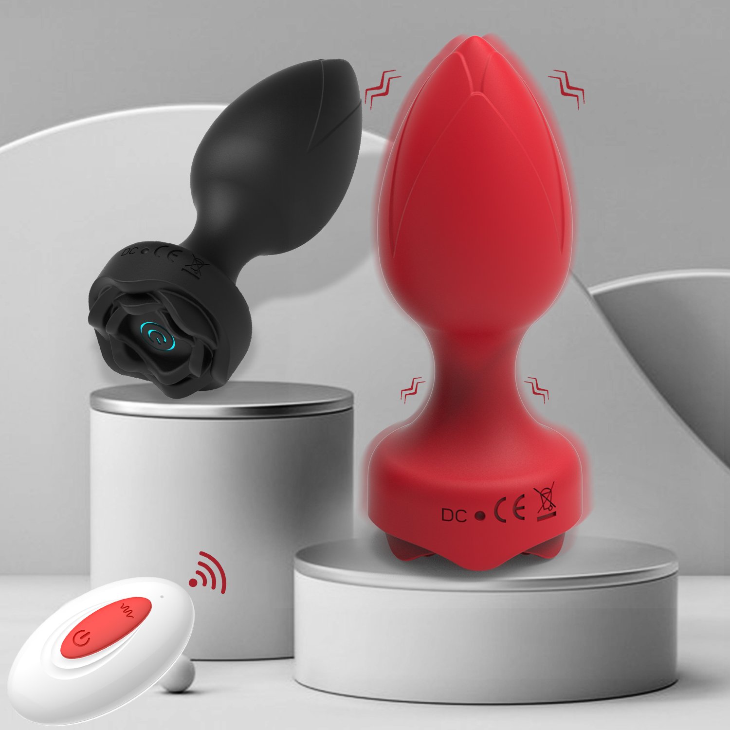 Anal Sex Toy Rose Vibrator for Women Remote Control Butt Plug with 10 Modes Vibrating Prostate Massager Silicone Stimulator