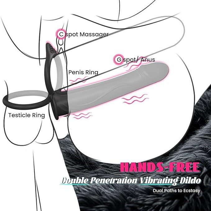 Double Point Ring Delay Lock Precision Ring and Silicone Vibrating Anal Dildo Vibrator Massage Anal sex toys for Women
