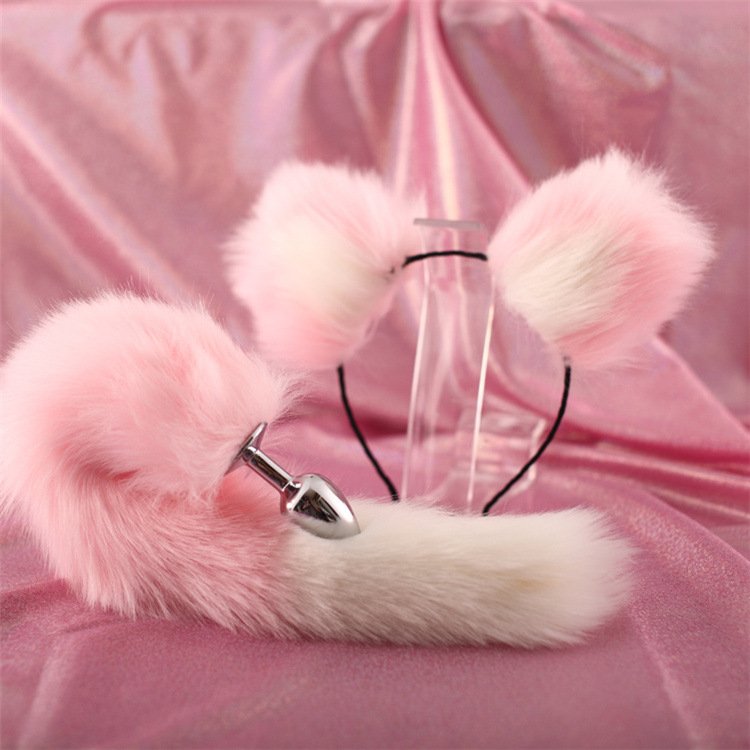Stainless Steel Pink Fox's Tail Anal Butt Plug, Sexual Show Adult Products, BDSM Special Butt Plug Anal Stimulator for Women