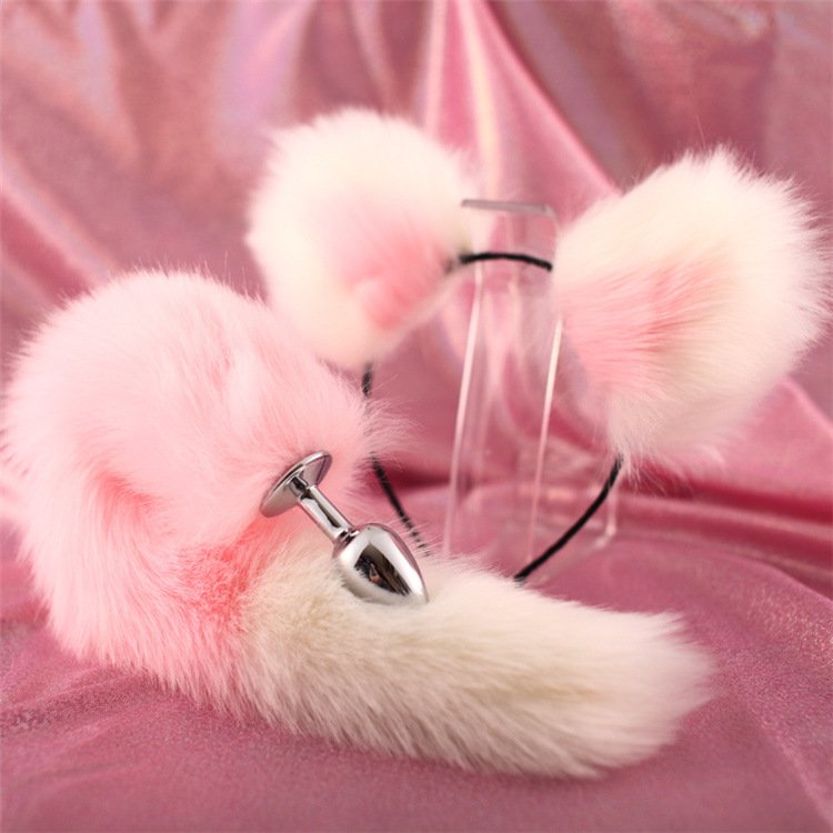 Stainless Steel Pink Fox's Tail Anal Butt Plug, Sexual Show Adult Products, BDSM Special Butt Plug Anal Stimulator for Women