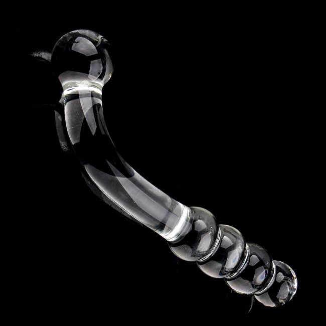Pleasure anal sex toy crystal studded glass dildo
