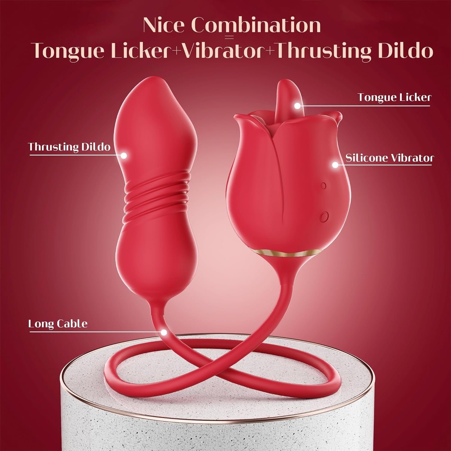 Aizhilian Amazing best seller of 3 in 1 Rose-style sucking and stretchable toe vibrator is selling at a loss