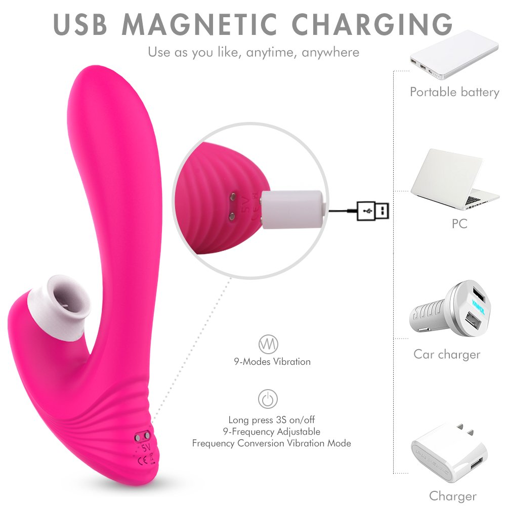 HM Clitoral Sucking Vibrator 9 Intensities Modes For Women Waterproof Rechargeable Quiet Clitoris Nipples Suction Vibrator