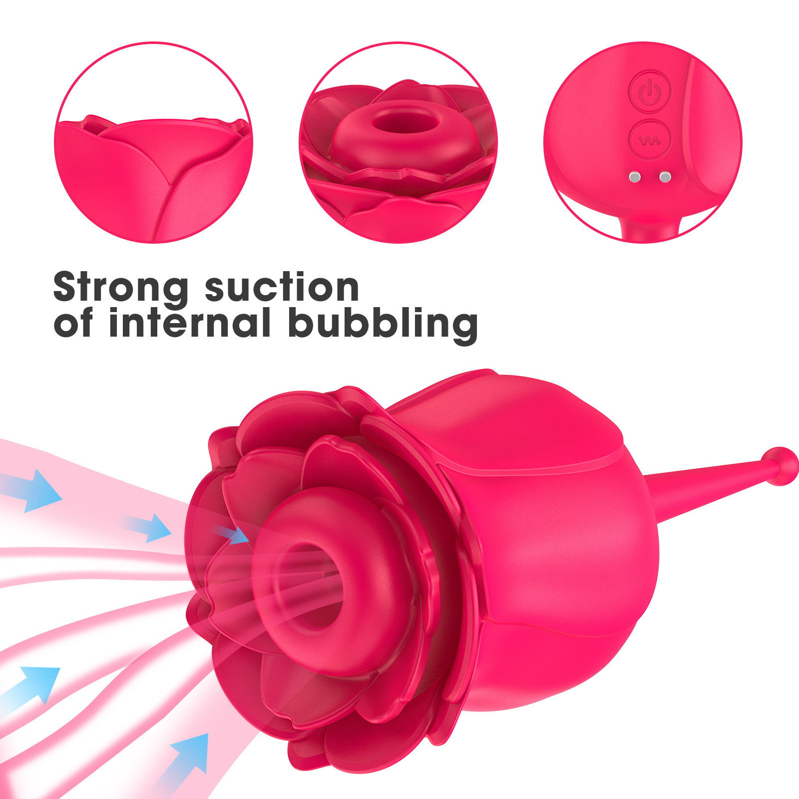 Rose Double Ended Sucking Insertion Masturbator Strong Sucking Vibration Stimulation Clitoris Nipples Anal High Quality Sex Toys