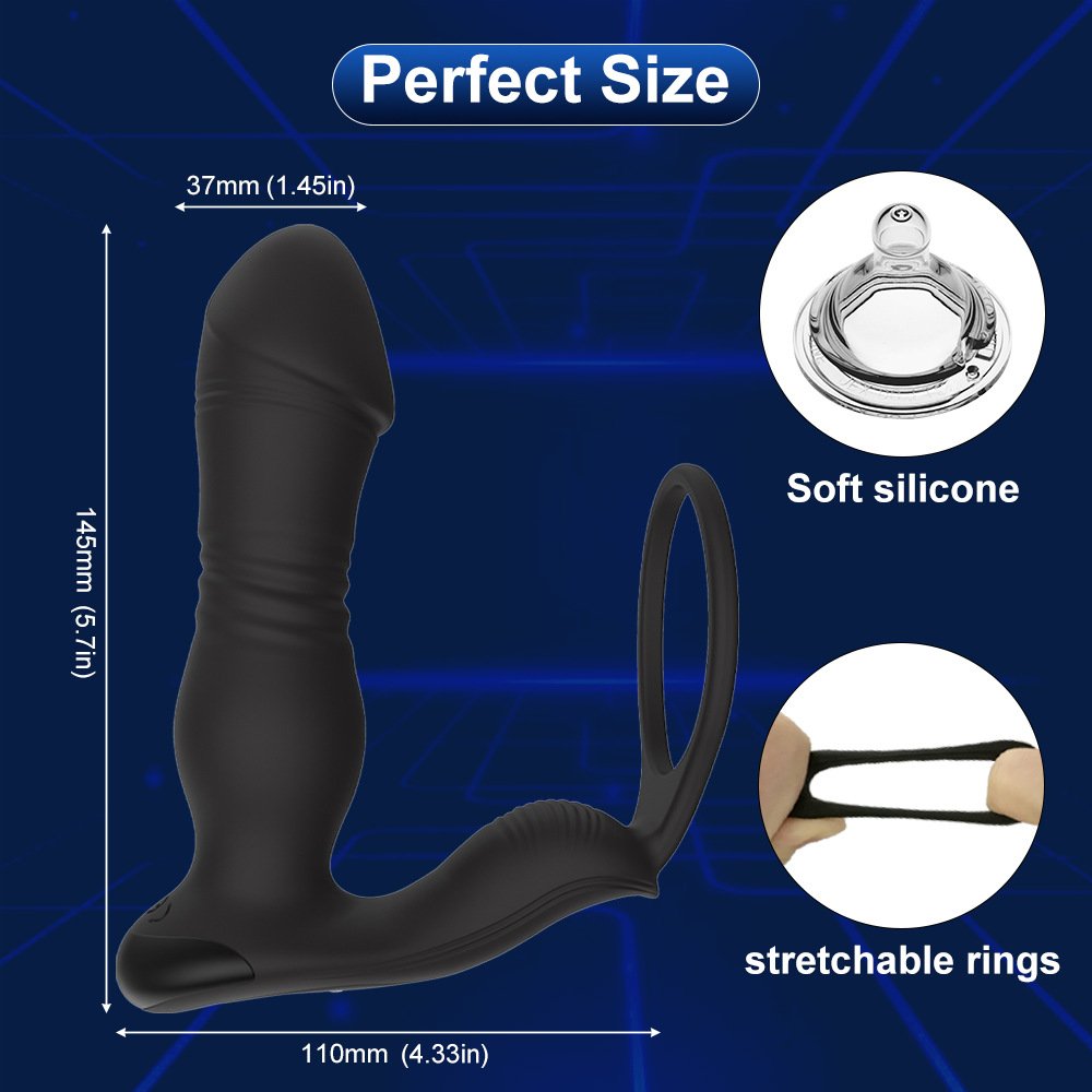Remote control single ring telescopic anal plug massager male and female shared posterior chamber vibration masturbator