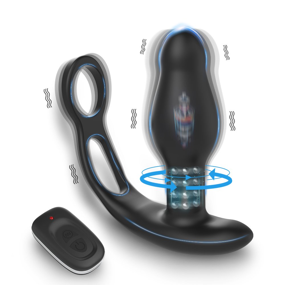 hot selling butt plug anal 7-frequency vibrating 7-frequency rotate silicone and matel anal butt plug ring for men Sex Toy