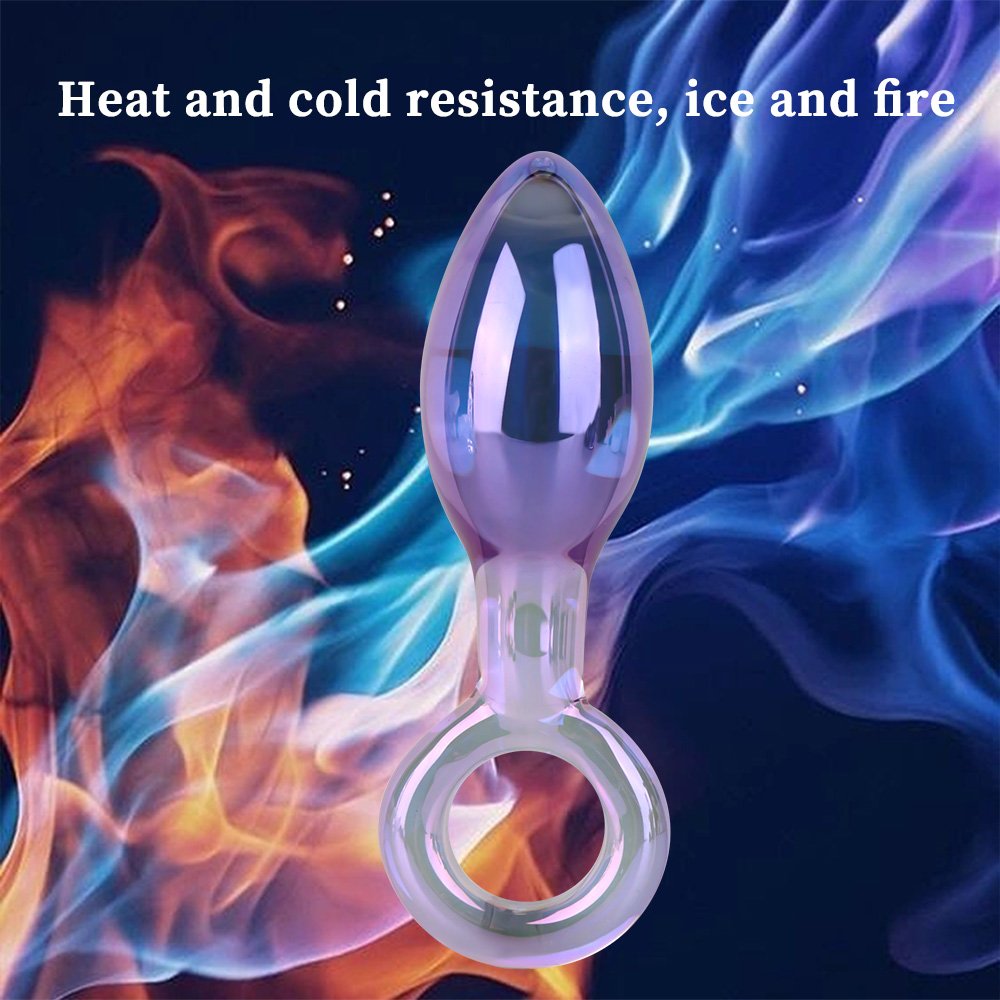 SimplewaySex Blue Special Decoration High Borosilicate Glass Massager Anal Plug Pull Ring Design Adult toy For Couple Gay