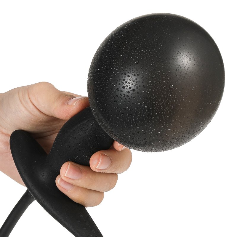 Black Inflatable Cock Ring Anal Plug