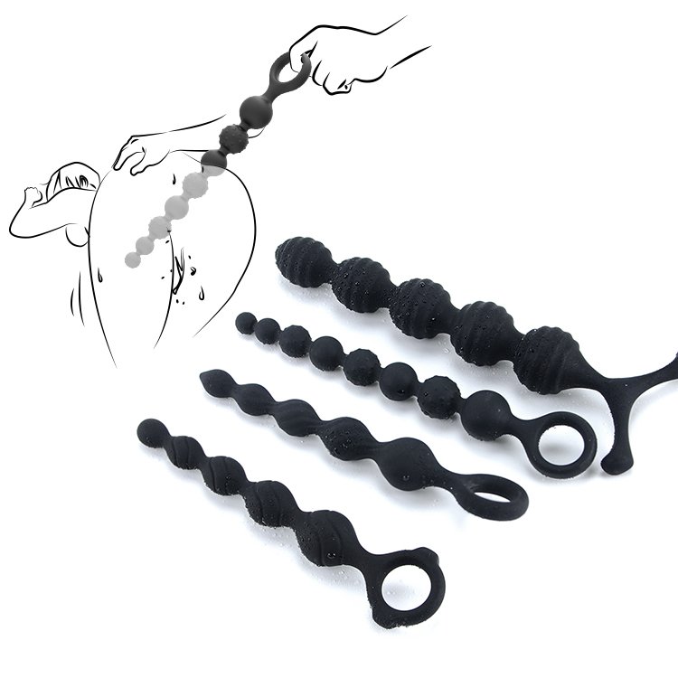 Anal Toys for Men Women Silicone Anal Plug Vibrating Long Anal Beads Prostate Massage Vibrator Butt Plug