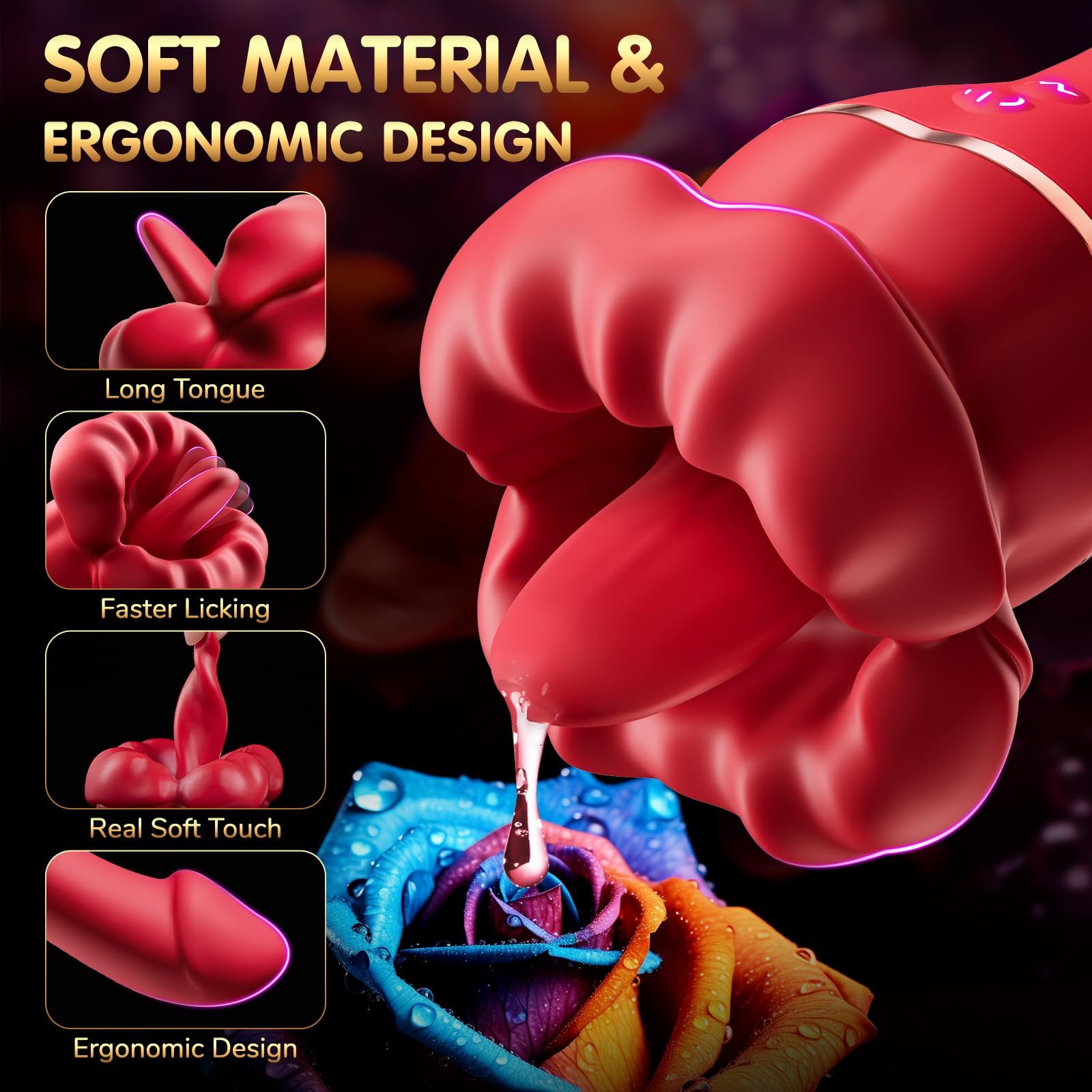 AIZHILAN Adult sex toy wholesale shop of The new red lip and tongue licker for women stimulates the breasts and clitoris