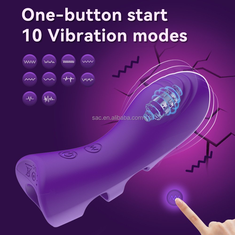 SacKnove Lady Flirt Massage Silicone Finger Sleeve 10 Frequency Stimulator G Spot Finger Sex Toy Vibrator For Woman Couples