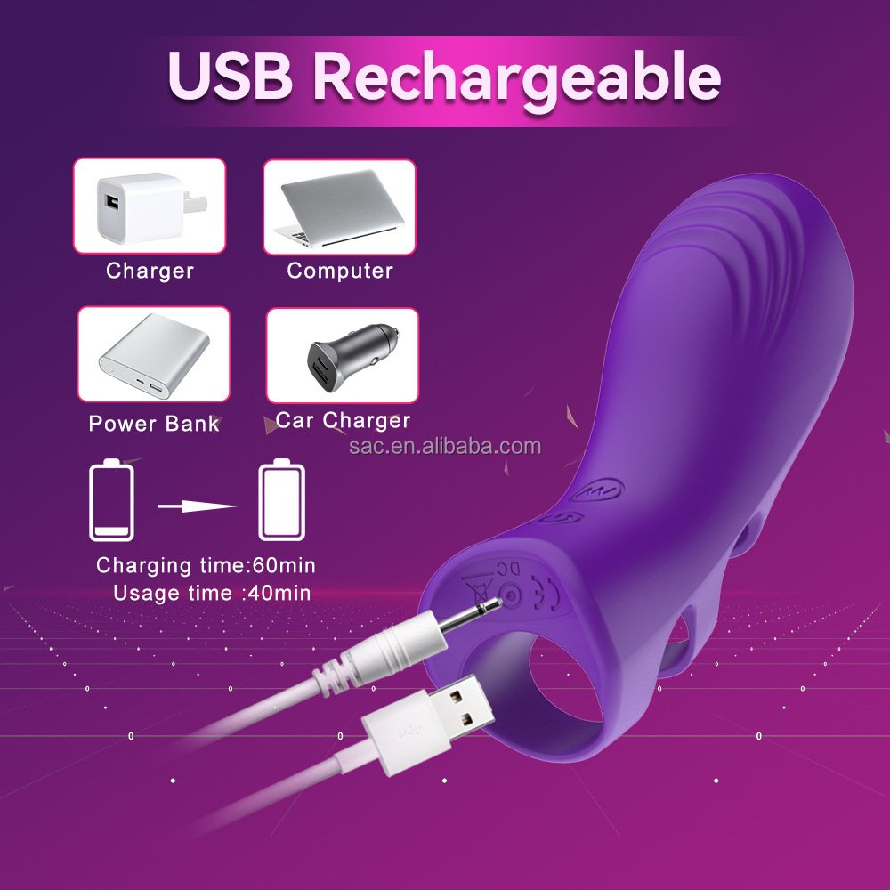 SacKnove Lady Flirt Massage Silicone Finger Sleeve 10 Frequency Stimulator G Spot Finger Sex Toy Vibrator For Woman Couples