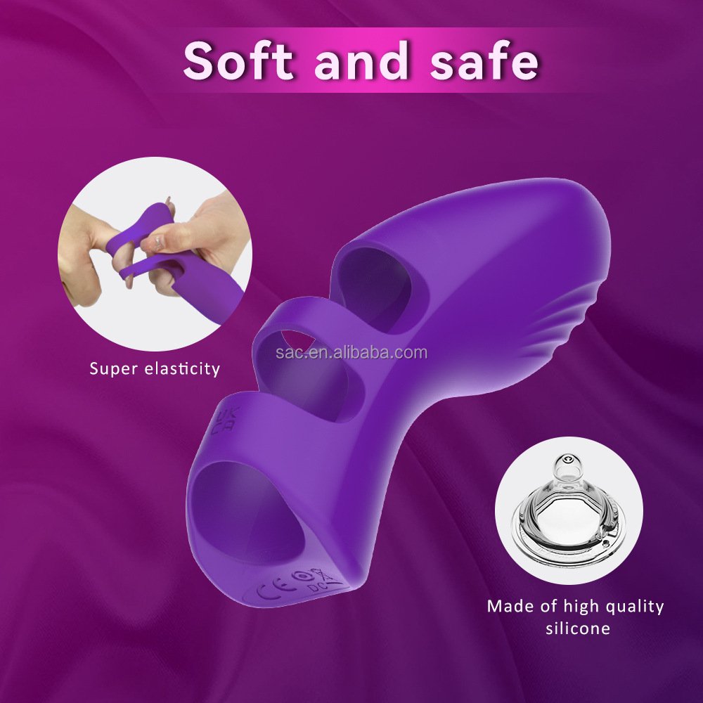 SacKnove Lady Flirt Massage Silicone Finger Sleeve 10 Frequency Stimulator G Spot Finger Sex Toy Vibrator For Woman Couples