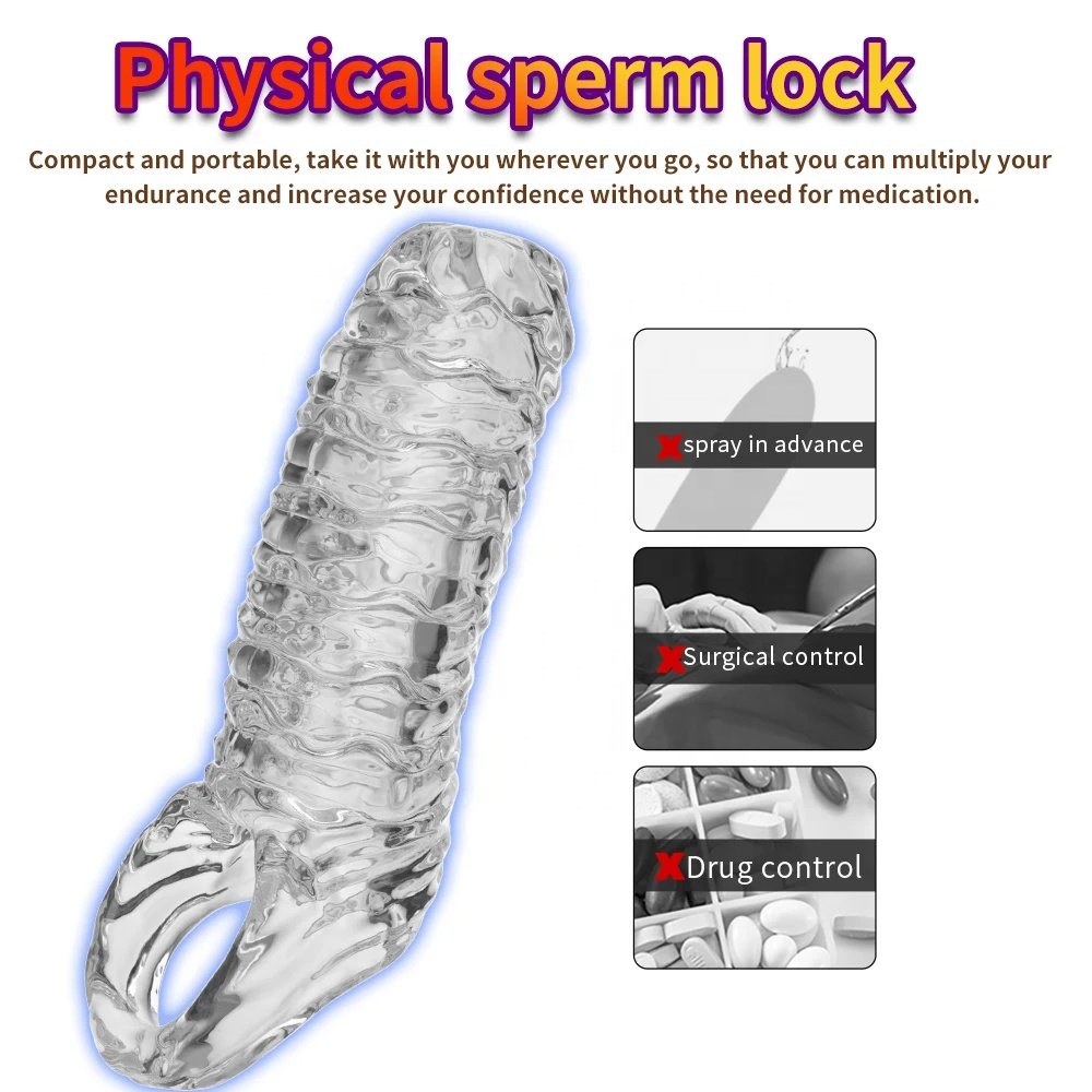 Penis Rings For Men Delay Ejaculation Condom Penis Sleeve Extension Extend Dildo Adult Anal Plug Sex Toys No Vibrator For Women