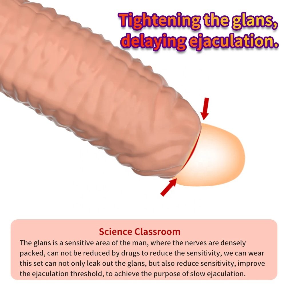 Penis Rings For Men Delay Ejaculation Condom Penis Sleeve Extension Extend Dildo Adult Anal Plug Sex Toys No Vibrator For Women