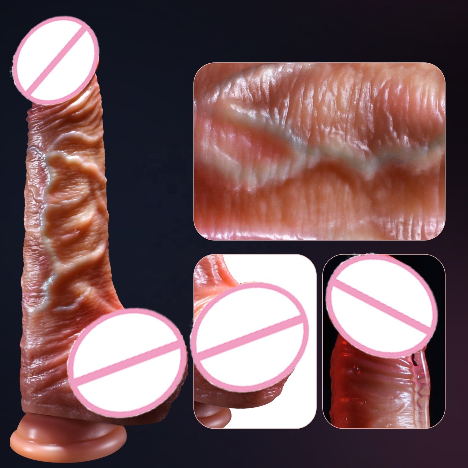 Realistic Movable Foreskin Dildos Soft Silicone Cock Dildo For Vaginal Anal Play Strong Suction Cup Adult Sex Toys For Couples