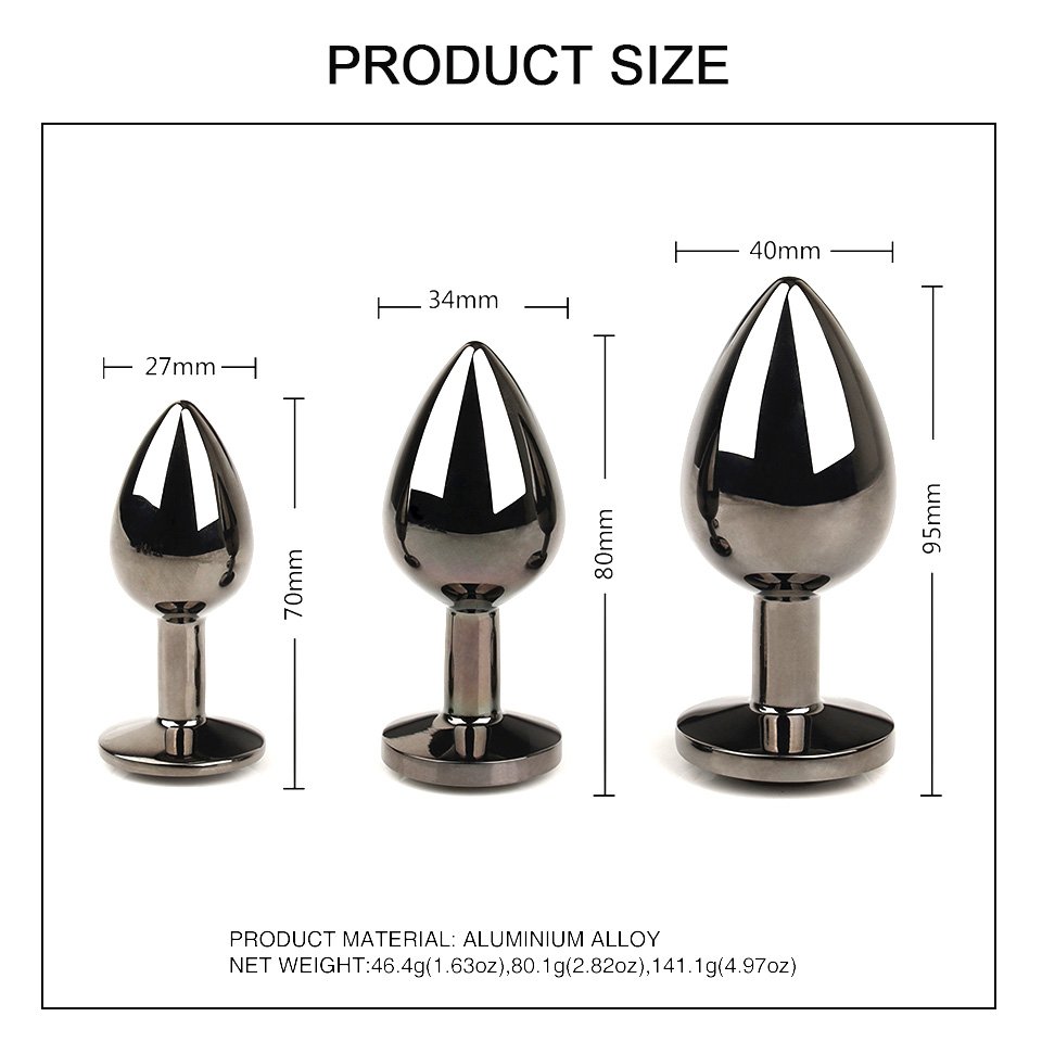 Adult Jewel-Colored Metal Butt Plug round Base Anal Sex Toy for Women Colorful Gun Design with Comfortable Plush Cover