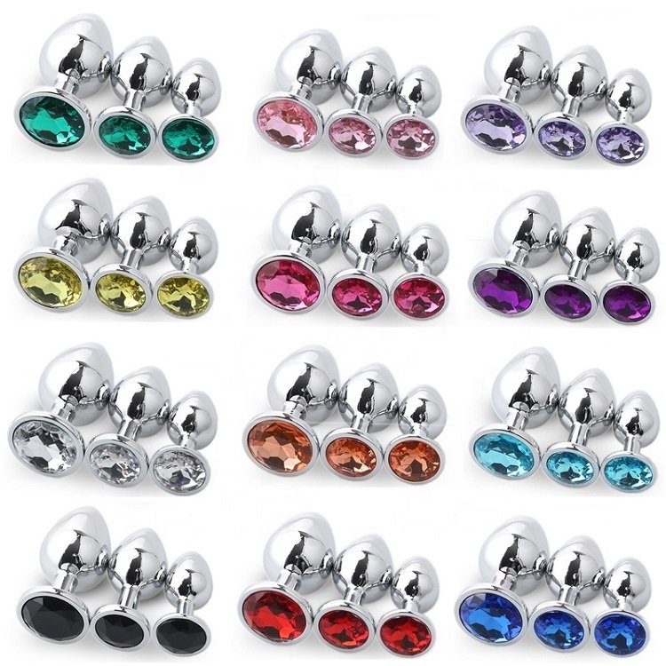 Factory Wholesale Cheap Silver Metal Jewel Anal Plug Sex Toys Dilator Multi Size Stainless Steel Crystal Butt Plug