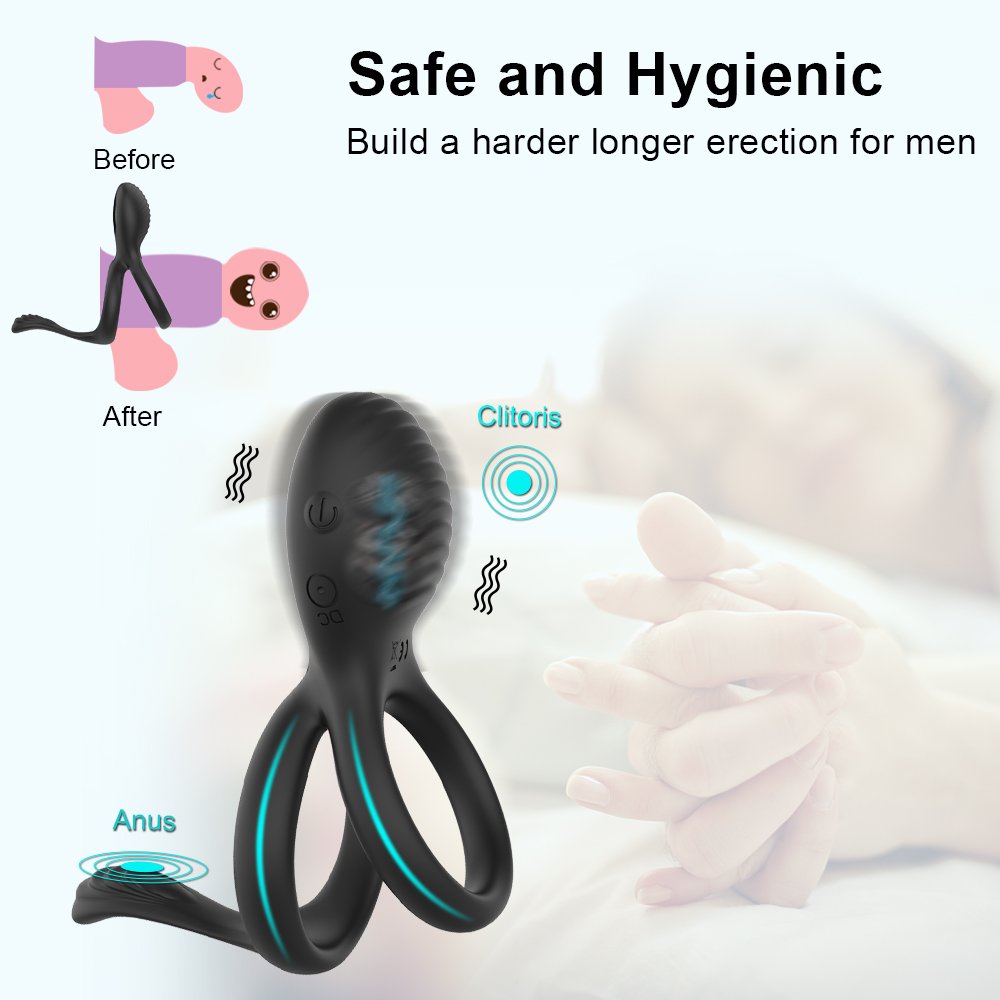 Alwup Vibrating Clitoris Stimulator Strong Penis Erect Cock Ring Erection Enhance Sex Ability Product Sex Toys For Men Couple