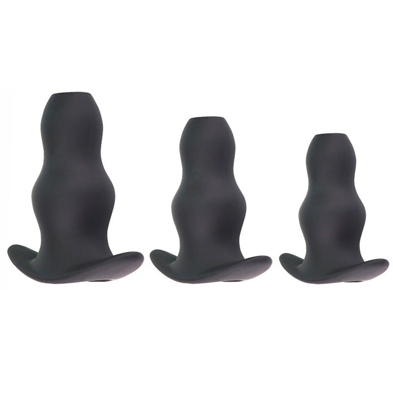REDBURG Black Silicone Hollow Anal Plug Adult Sex Toys for Men and Women Juguetes Sexuales SM