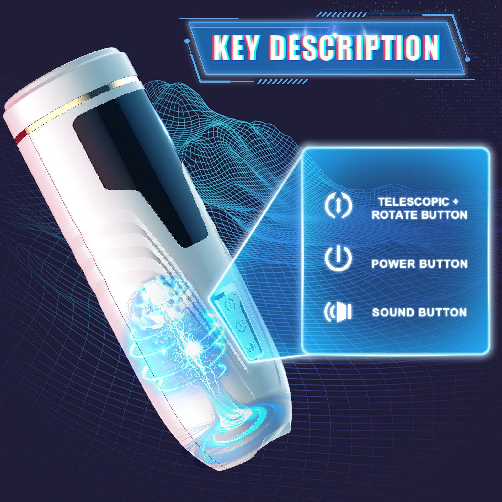 Juicy Lamour 0.72Kg Rotating Telescoping Male Masturbator Automatic Masturbation Machine Sex Toys For Men Latex