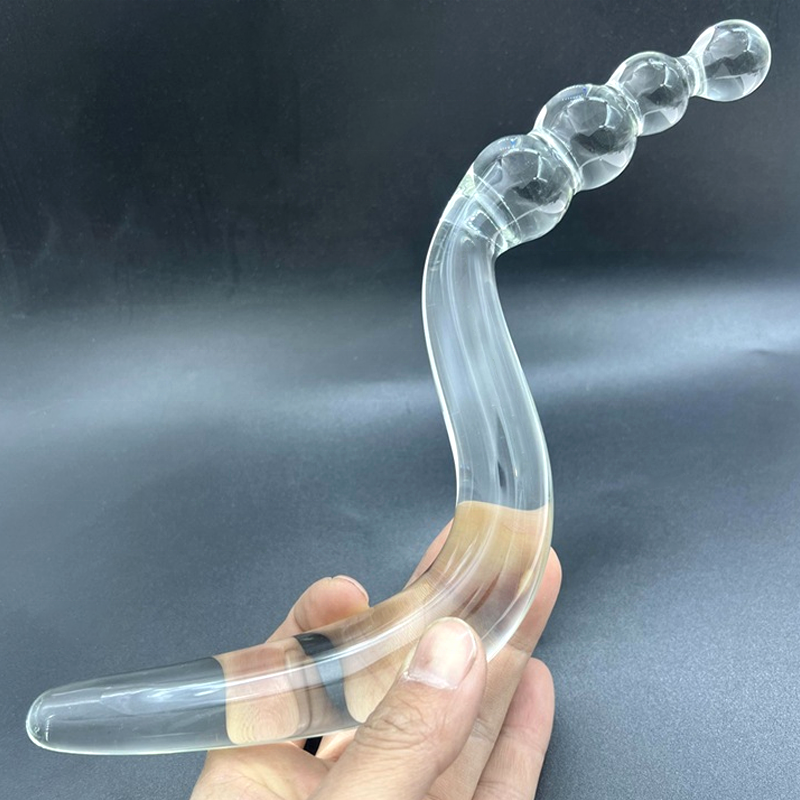 Large Glass Dildo Crystal Anal Beads Butt Plug Sex Pleasure Wand Glass Yoni Wand Penis Adult Sex Toy