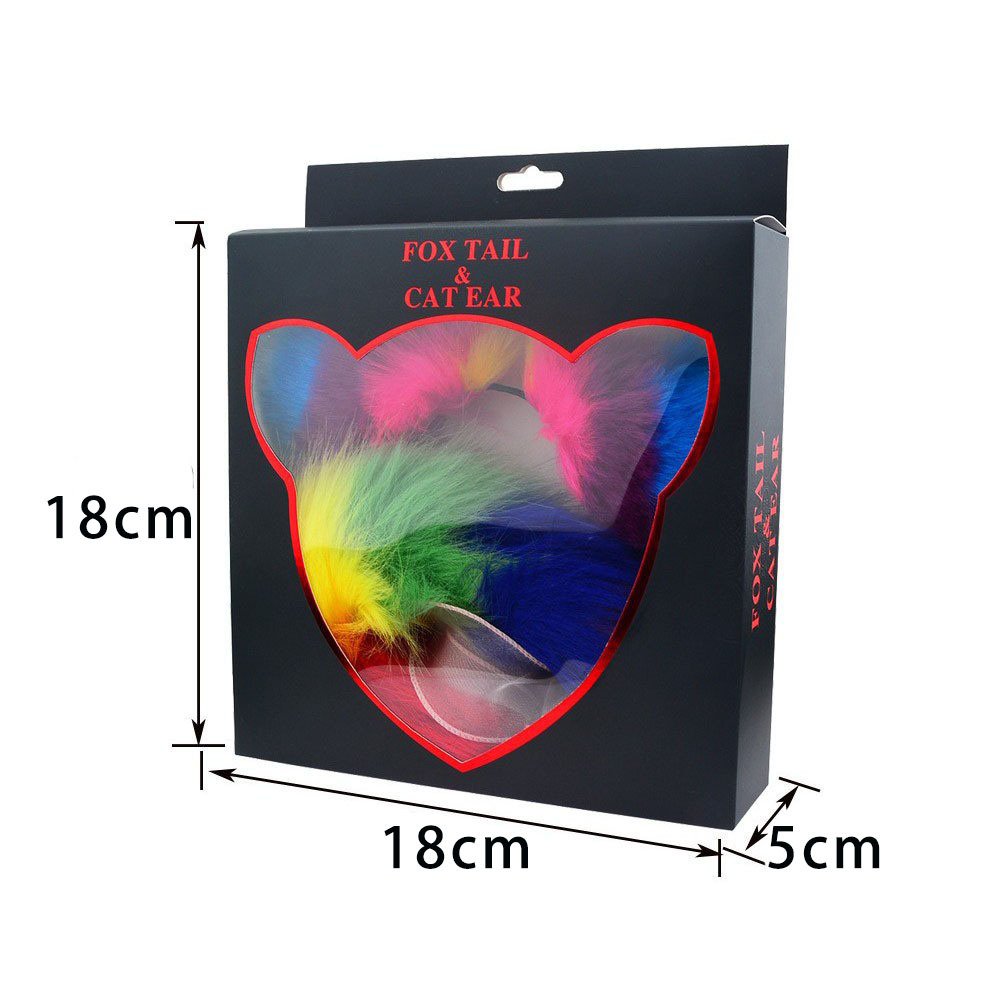 SM Cosplay Colorful Fox Tail Anal Toy Faux Fur Cute Ear Funny Role Play Bed Adult Toy S Size Metal Stainless Anal Butt Plug Set