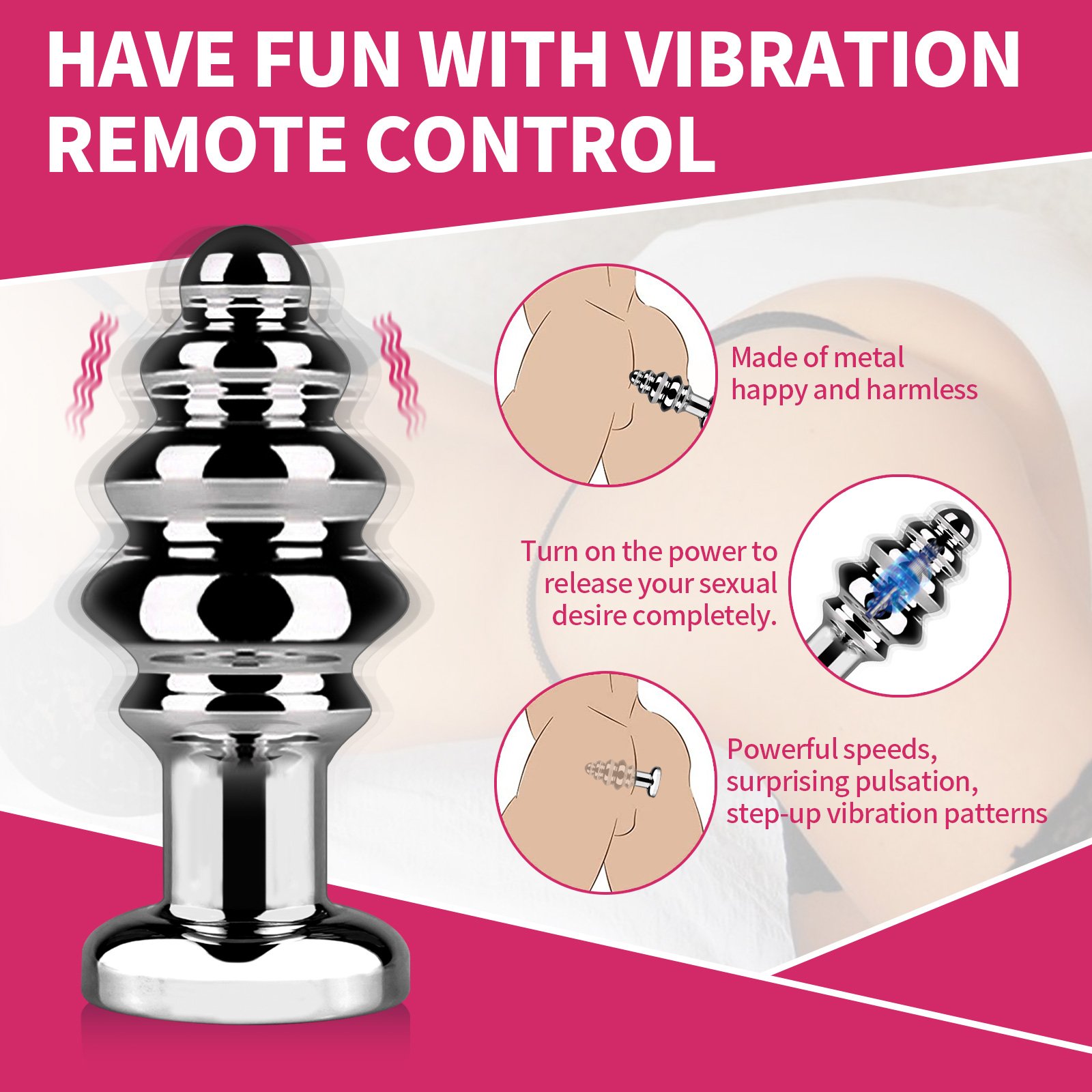 Sexbay Design Threaded five head Metal remote control application Five head anal plug 10 frequency vibrating butt plug adult