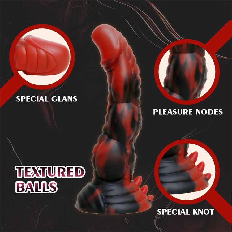 New Hellfire Color Silicone Dragon Dildo Long Monster Huge Anal Sex Toy with Suction Cup for Adult Men and Women's Fantasy Dildo