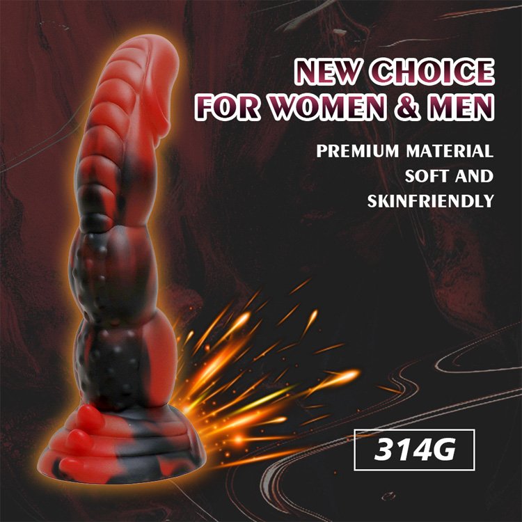 New Hellfire Color Silicone Dragon Dildo Long Monster Huge Anal Sex Toy with Suction Cup for Adult Men and Women's Fantasy Dildo