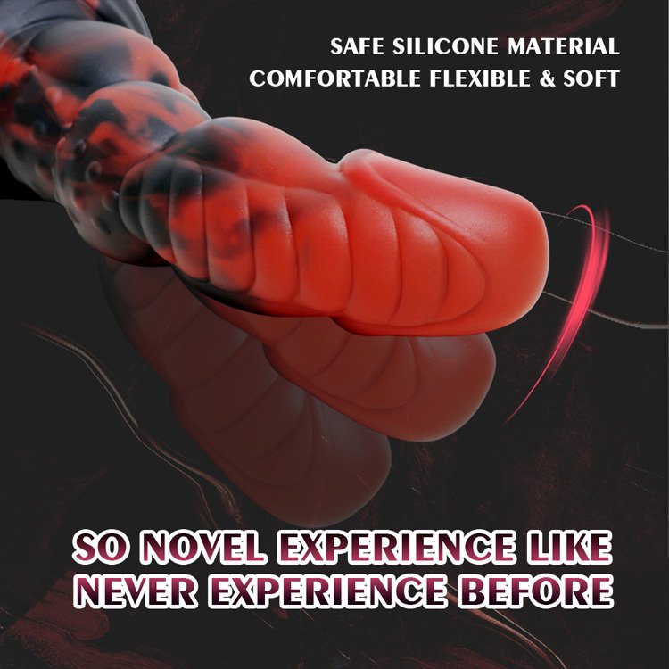New Hellfire Color Silicone Dragon Dildo Long Monster Huge Anal Sex Toy with Suction Cup for Adult Men and Women's Fantasy Dildo