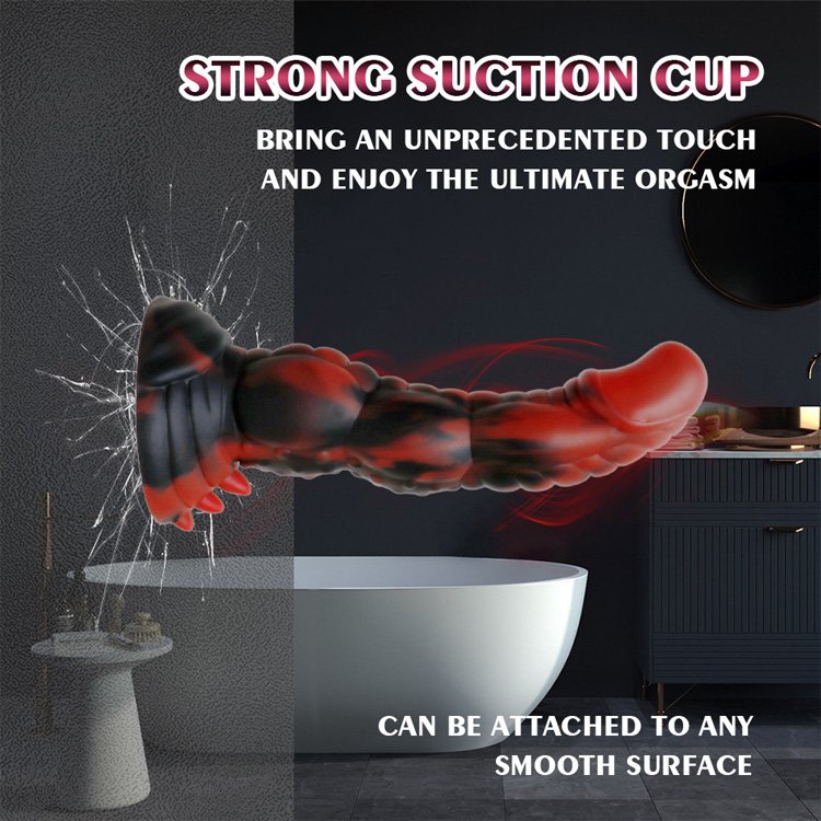 New Hellfire Color Silicone Dragon Dildo Long Monster Huge Anal Sex Toy with Suction Cup for Adult Men and Women's Fantasy Dildo