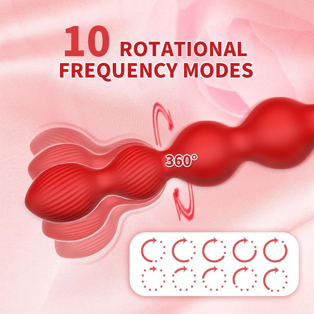 10 Rotate Twist Vibrating Prostate Massager Graded Silicone Adult Sex Toys Remote Control Rose Red Anal Beads Butt Plug