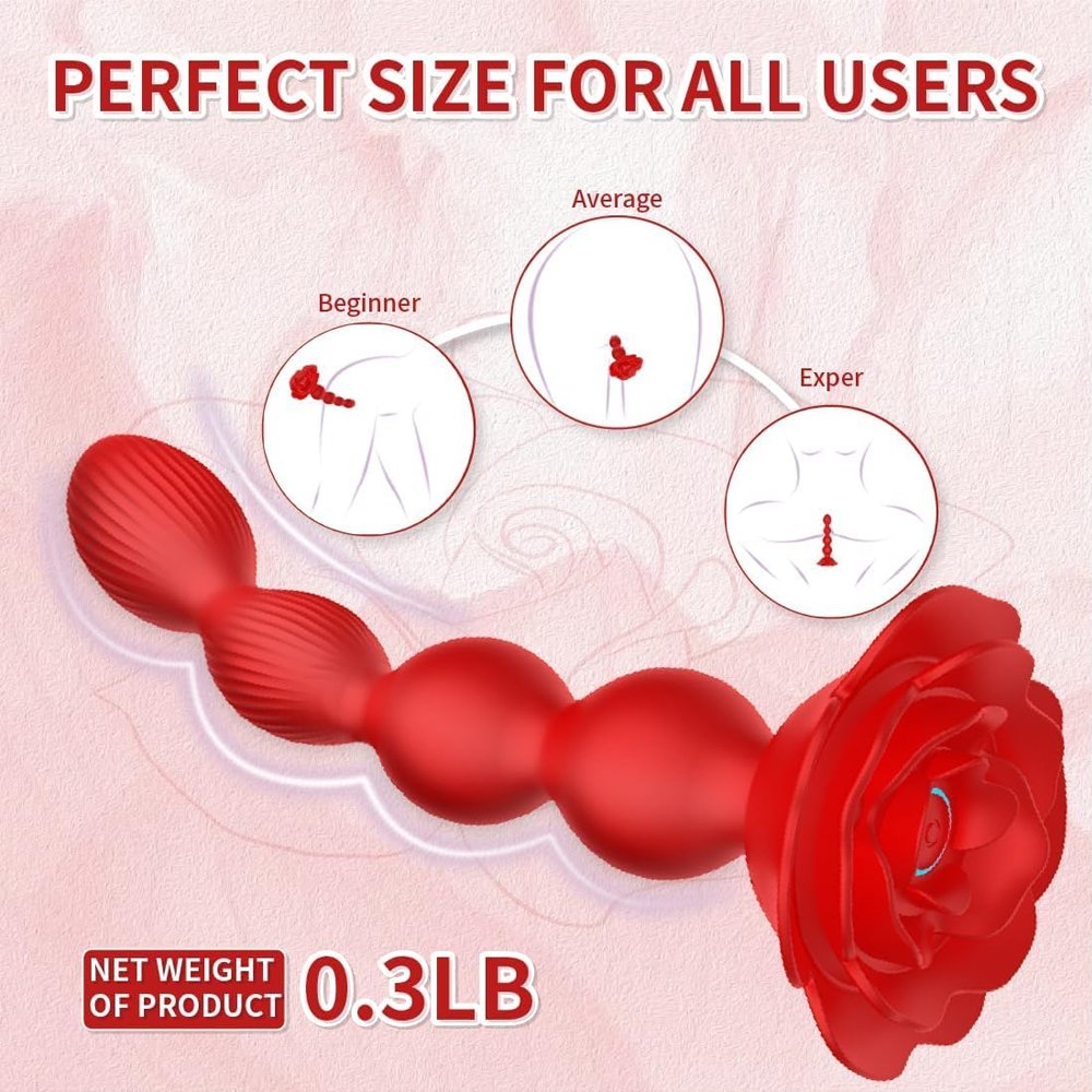 10 Rotate Twist Vibrating Prostate Massager Graded Silicone Adult Sex Toys Remote Control Rose Red Anal Beads Butt Plug