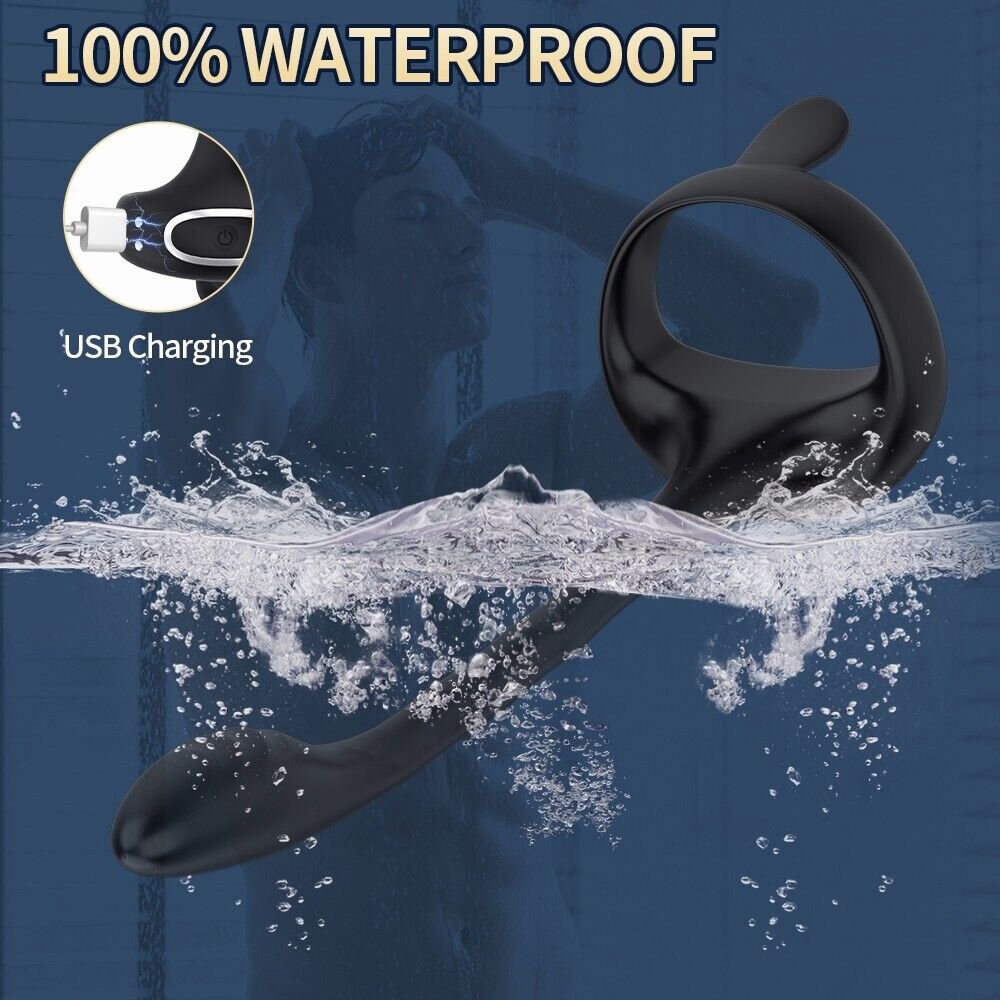 Rechargeable APP Remote Control Delay Ejaculation Vibrating Prostate Massager Locking Cock Rings Anal Hook For Men's Sex Toys