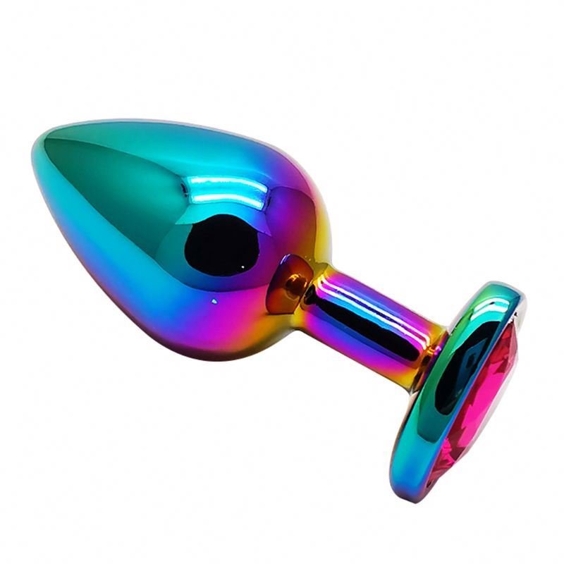 3 pcs/set Rainbow Color Metal Anal Plug Love Heart Shaped Butt Plug Anal toy Adults Sex Toys for Men Women Porstate Massager