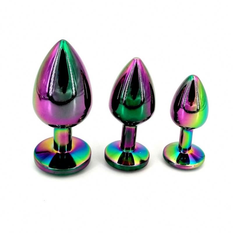 3 pcs/set Rainbow Color Metal Anal Plug Love Heart Shaped Butt Plug Anal toy Adults Sex Toys for Men Women Porstate Massager