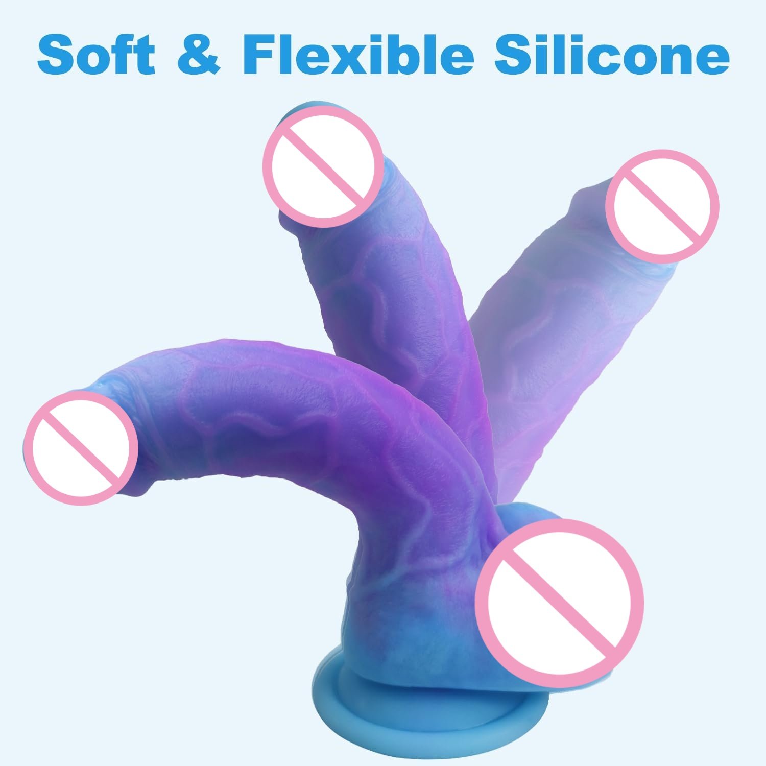 8 Inch Realistic Thick Silicone Dildo Adult Sex Toy for Women,Colorful Flexible G-spot or Anal Stimulator with Suction Cup Penis