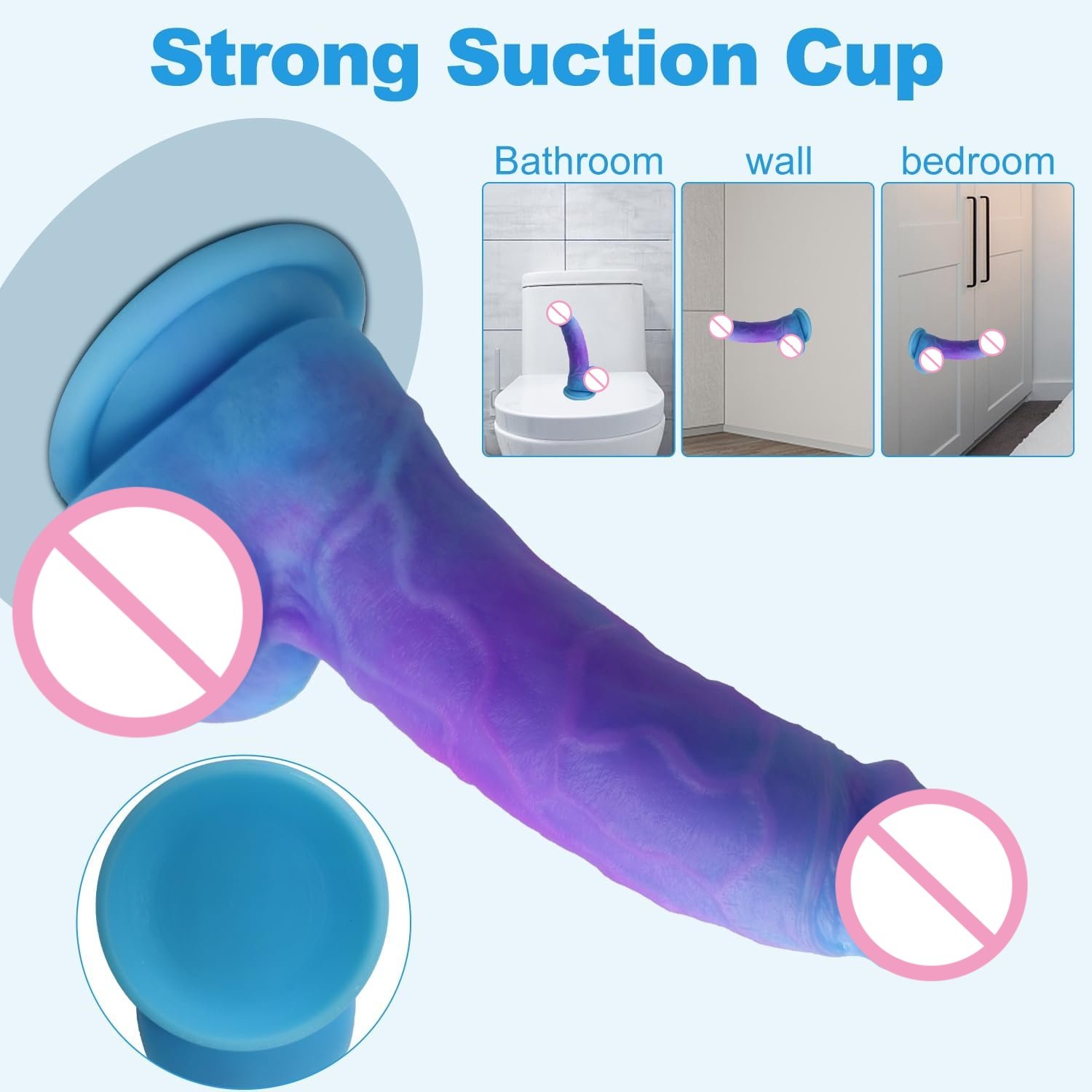 8 Inch Realistic Thick Silicone Dildo Adult Sex Toy for Women,Colorful Flexible G-spot or Anal Stimulator with Suction Cup Penis